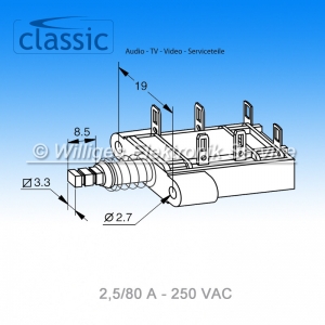 Netzschalter 2,5/80 A 250 VAC, Classic MSC16653