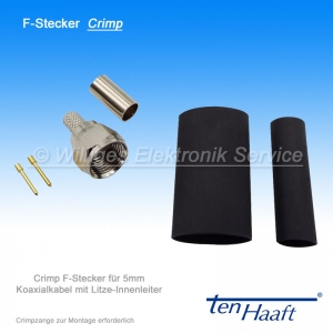 F-Stecker -Crimp Montage- fr 5mm Koax-Kabel