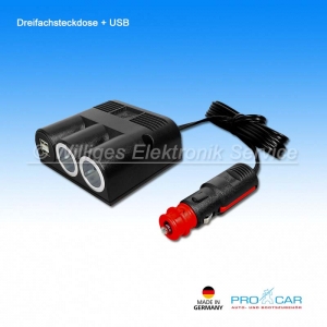 Dreifachsteckdose (Aufbau) mit 2x USB