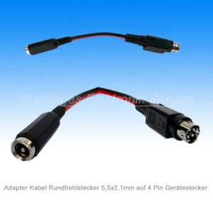 Adapter Kabel Rundhohlstecker 5,5x2,1mm auf 4 Pin Gertestec